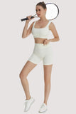 Ribbed Workout Sets for Women 2 Piece Seamless  Sport Bra Crop Tank High Waist Shorts Yoga Outfits