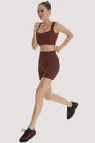 Ribbed Workout Sets for Women 2 Piece Seamless  Sport Bra Crop Tank High Waist Shorts Yoga Outfits