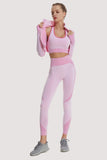 Women Tracksuit Workout Set 3 Piece Sets Sports Bra High Waist Workout Leggings Zipper Crop Top Yoga Wear Fitness