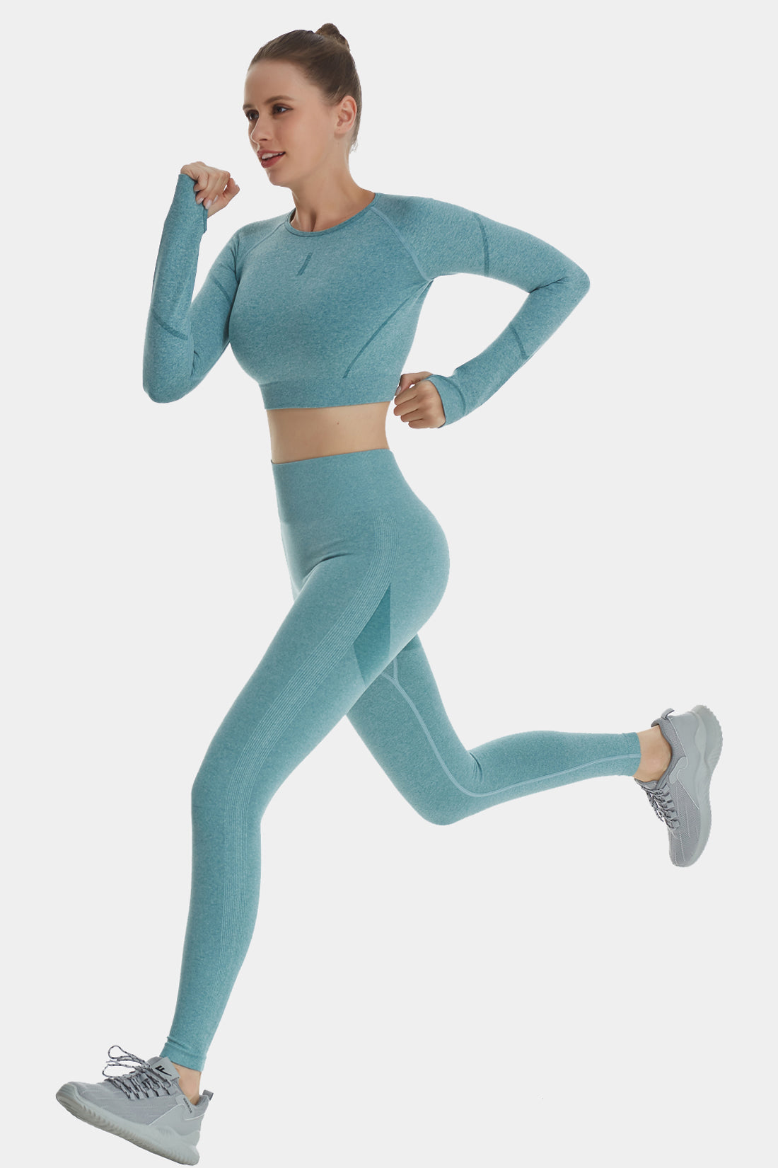 Cheap Nessaj Seamless Sport Set Women Yoga Suit Long Sleeve Crop Top Shirt  Sexy Fitness Leggings Workout Outfit