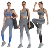 Stripe yoga Bra  Legging Set Women Shockproof Gym Clothing Spandex Fabric Yoga Sets Women Gym Clothes