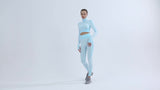 Women 2Piece Yoga Set High Waisted Workout Leggings And Sports Crop Top Zipper Jacket Long Sleeve With Thum Hole