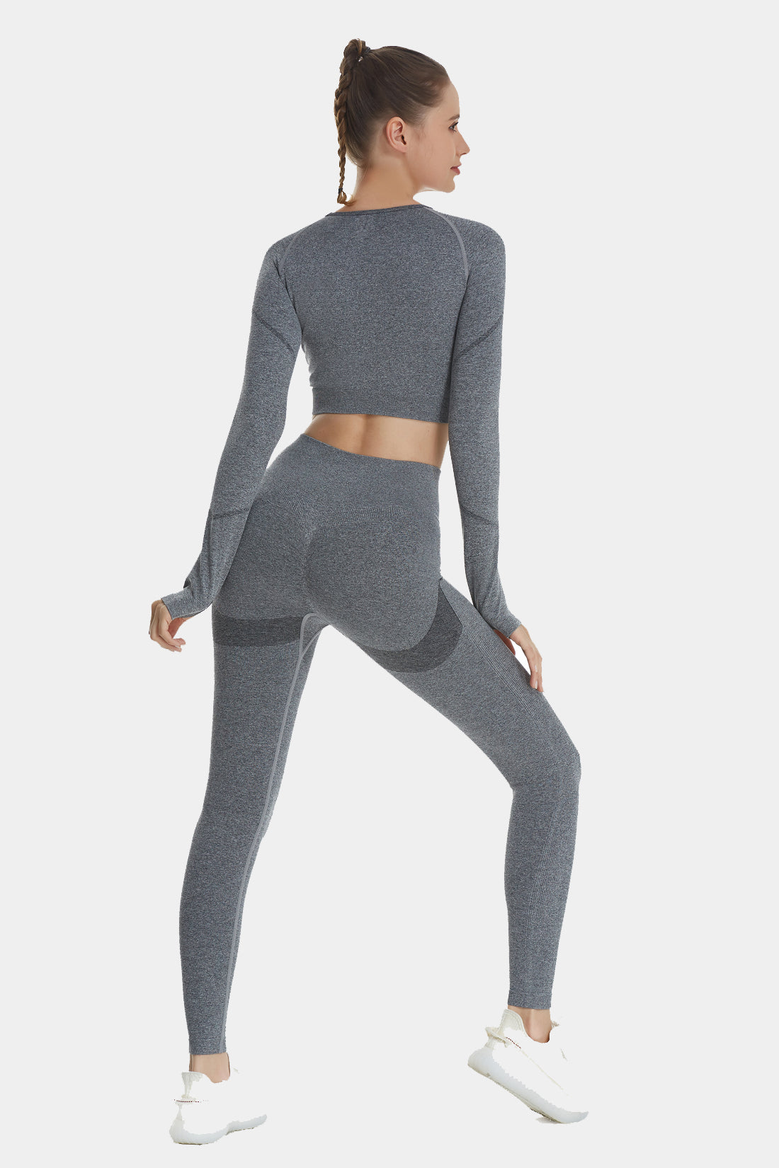 Women 2pcs Seamless Yoga Set Sport Suit Gymwear Workout Clothes Long Sleeve  Gym Crop Top High Waist Leggings Fitness Sports Wea - AliExpress