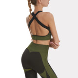 Women Tracksuit Workout Set 3 Piece Sets Sports Bra High Waist Workout Leggings Zipper Crop Top Yoga Wear Fitness